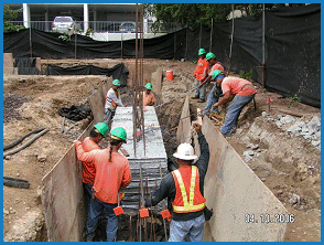 1st in-ground beam laid -April 2006