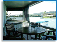 waterfront views from covered deck